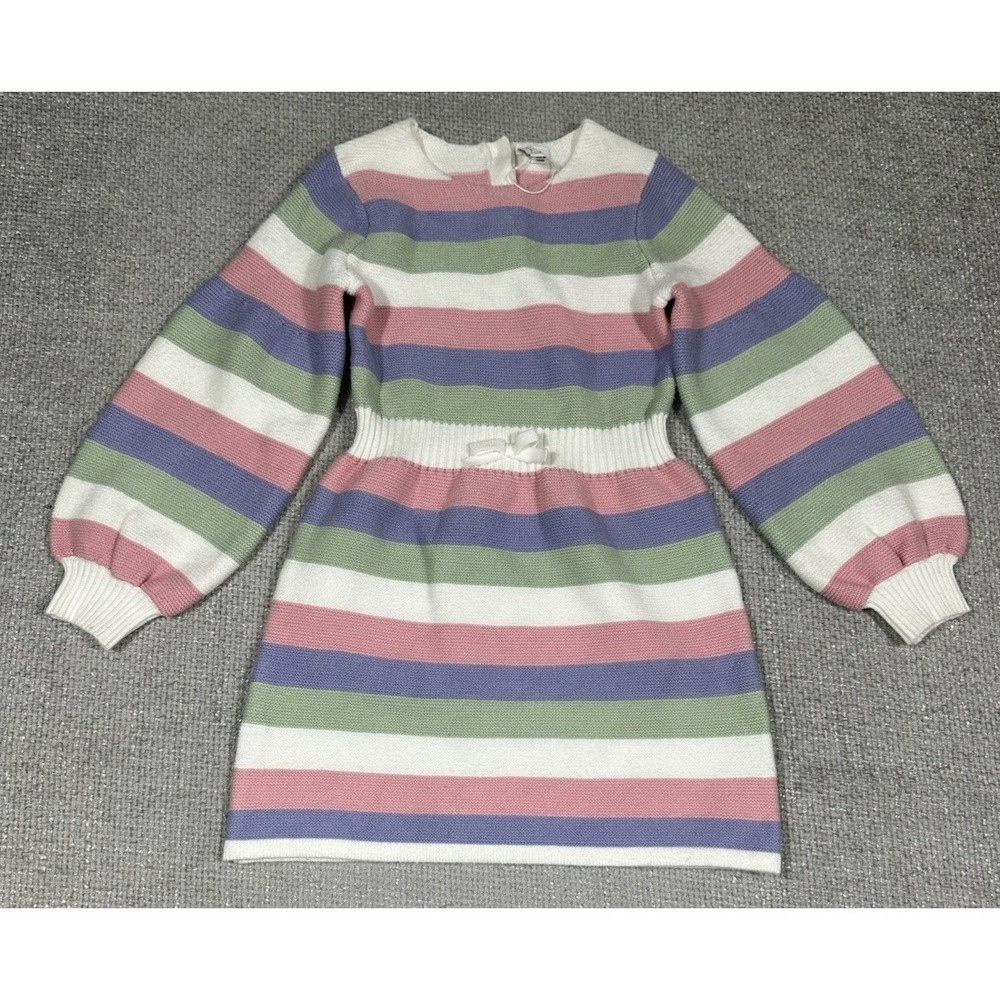 Janie And Jack Dress Girls 6 Pink Purple Striped Sweater Soft Cozy